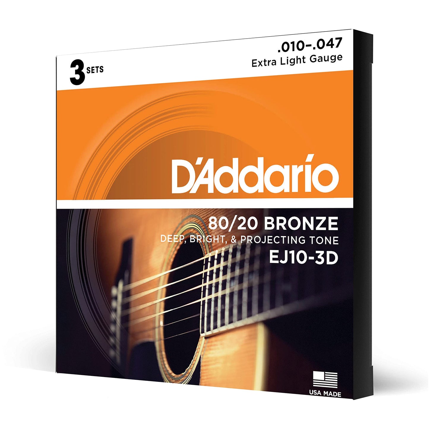 D'Addario Guitar Strings - Acoustic Guitar Strings - 80/20 Bronze - For 6 String Guitar - Deep, Bright, Projecting Tone - EJ11 - Light, 12-53(Pack of 1)