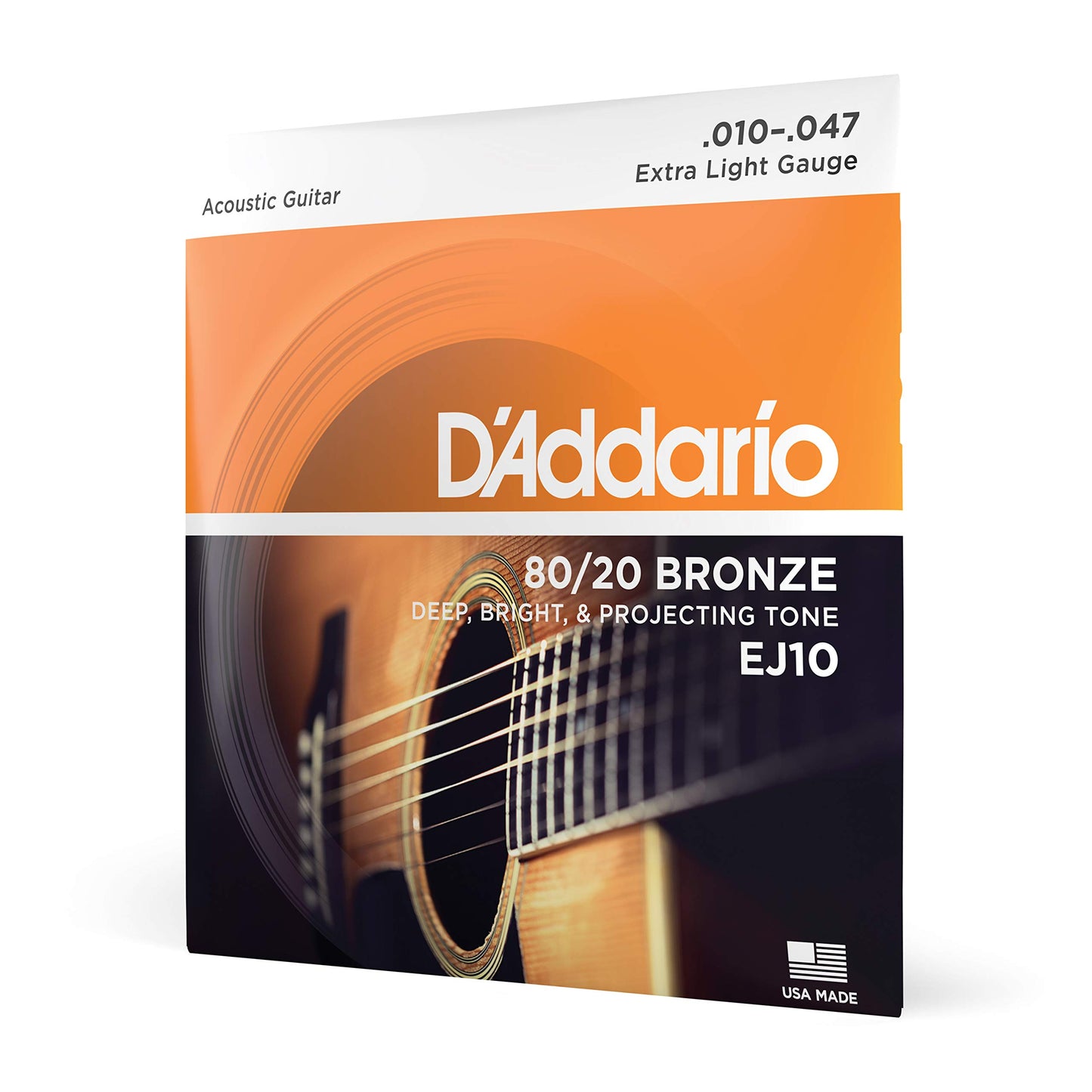 D'Addario Guitar Strings - Acoustic Guitar Strings - 80/20 Bronze - For 6 String Guitar - Deep, Bright, Projecting Tone - EJ11 - Light, 12-53(Pack of 1)